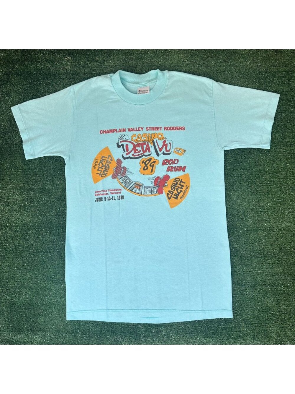 Vintage 80s Champlain Valley Hot Rod Run T-Shirt 1989 Paper Thin Single Stitch M
